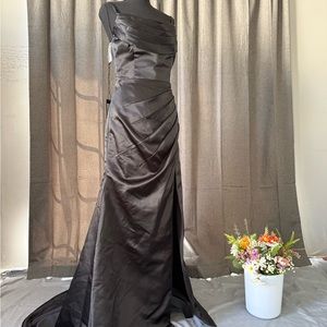 Black Elegant striped Dress Ball Gown Mermaid Cut